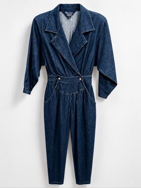 Mizz Lizz NWT Deadstock Vintage 80's Dark Wash Denim Jumpsuit Sz 11/12 Casual